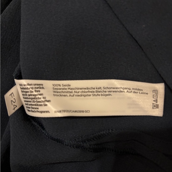 Eileen Fisher Mandarin Collar Silk Shirt in Dark Navy Size L. NWT - Picture 12 of 12